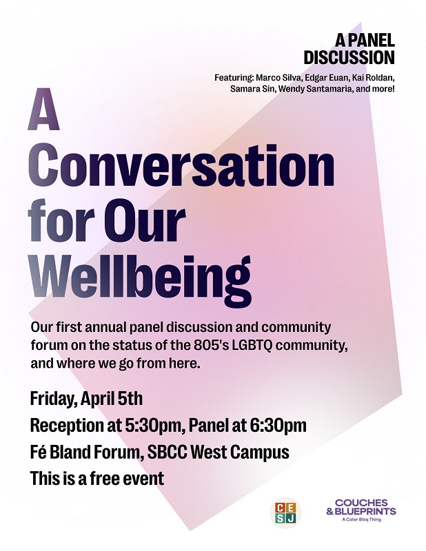 A Conversation for Our Wellbeing - Friday, April 5; reception at 5:30 p.m., panel at 6:30 p.m. - Click for PDF