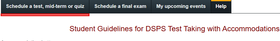 Image of the "Schedule a Test, Midterm, or Quiz" button