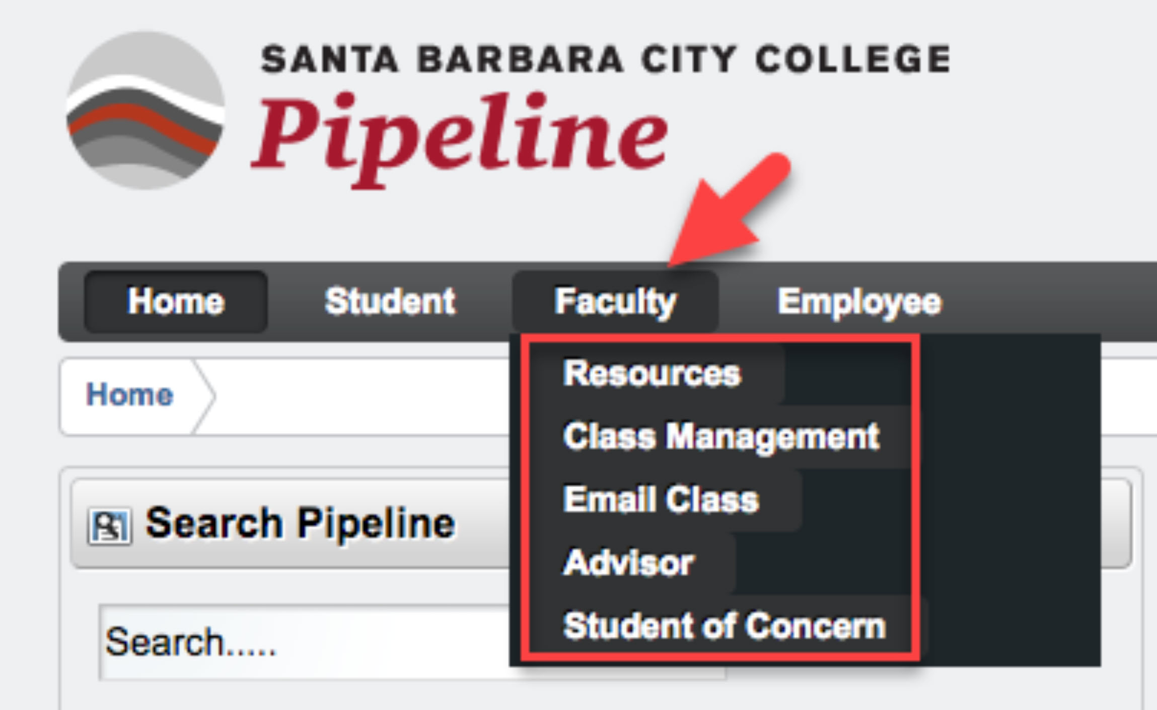 Screenshot of faculty tab