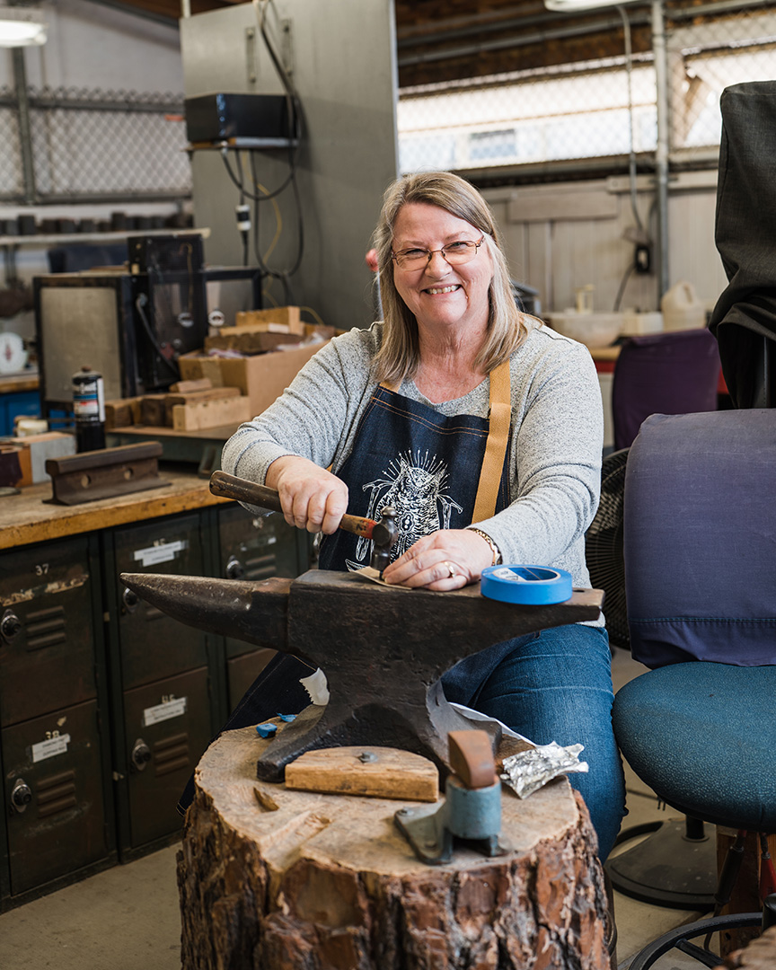 Student in metalworking class